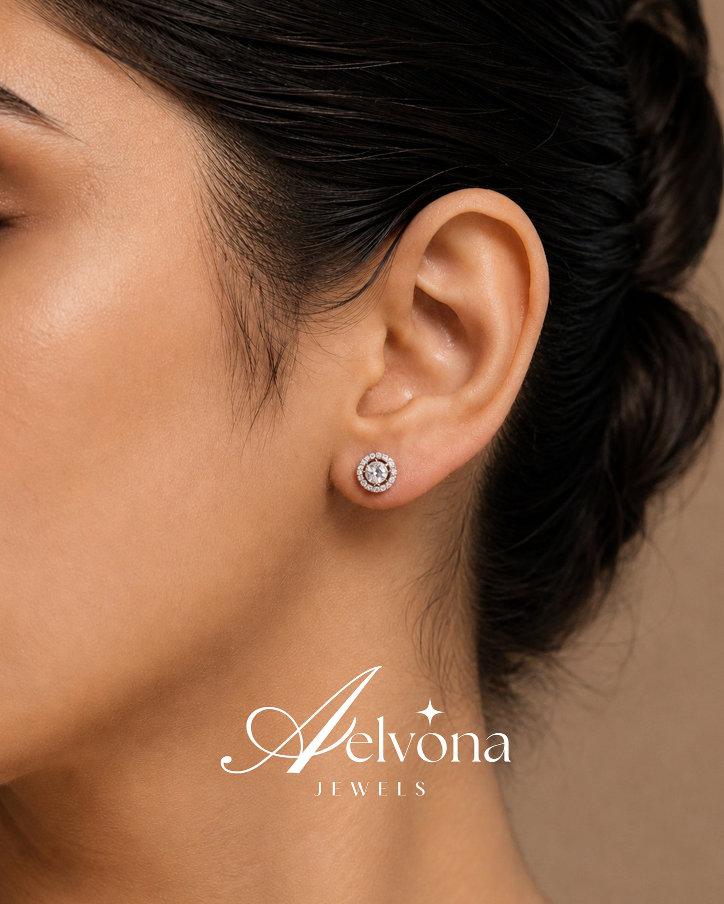Serene Halo Silver 925 Studs